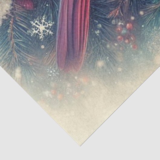 Antiek kunst kardinaal in Snowy Forest Decoupage Tissuepapier (Detail)