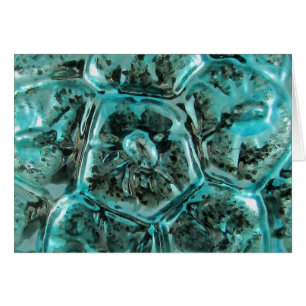 Antiek kunstglas Aqua Blauwgroen Blue Jewel Shell