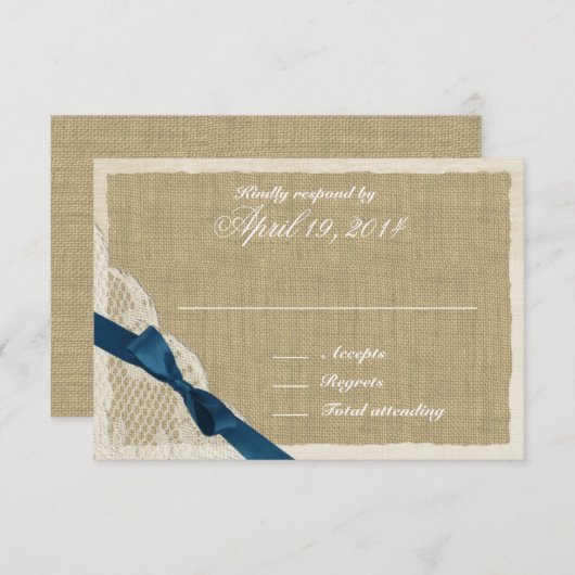 Antiek Lace en Navy Country Response Kaart (Voorkant / Achterkant)