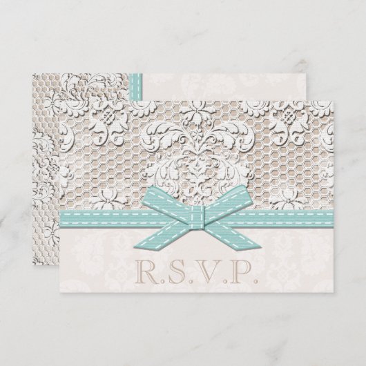 Antiek Lace look RSVP Wedding Response Cards (Voorkant / Achterkant)