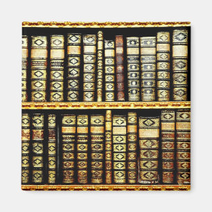 Antiek lederen boeken Patroon Magneet