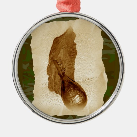 Antiek lederfles metalen ornament (Voorkant)