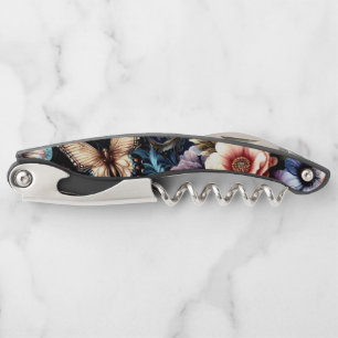 Antiek lentebloemen en vlinders kurkentrekker