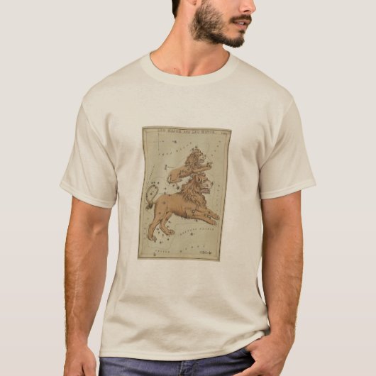 Antiek LEO Constellation Map Astronomie Design T-shirt (Voorkant)