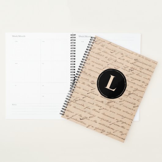 Antiek Letter Paper Black Monogram Writer Planner (Display)