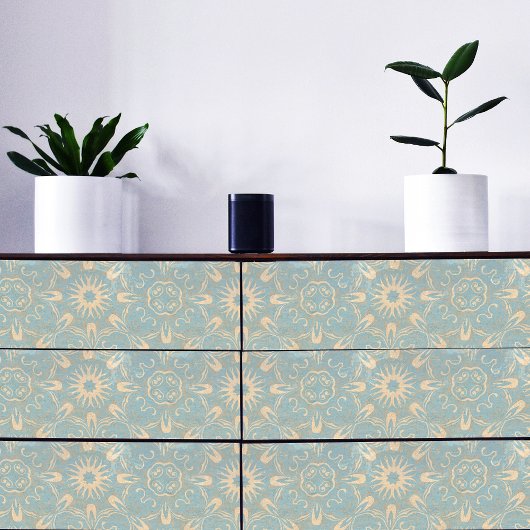 Antiek lichtblauw en crème versteld Tissuepapier