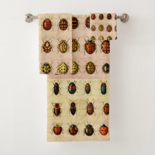 Antiek Lieveheersbeestje Exemplaar Patroon Antieke Bad Handdoek