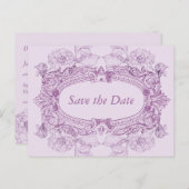 Antiek Lijst Lila Save the Date Briefkaart (Voorkant / Achterkant)