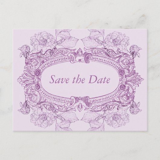 Antiek Lijst Lila Save the Date Briefkaart (Voorkant)