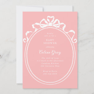 Antiek lintboog Victoriaans roze Baby shower Kaart