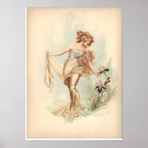 Antiek lithograaf print Iris Nymph