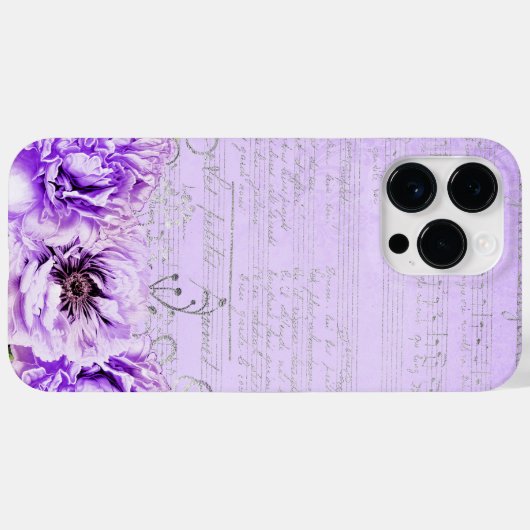 ANTIEK LOOKLAVENDER SCRIPT & FLOWERS Case-Mate iPhone CASE (Achterkant (horizontaal))