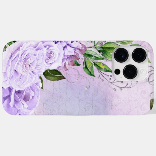 ANTIEK LOOKLAVENDER SCRIPT & FLOWERS Case-Mate iPhone CASE (Achterkant (horizontaal))
