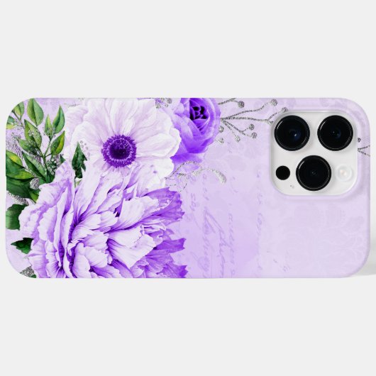 ANTIEK LOOKLAVENDER SCRIPT & FLOWERS Case-Mate iPhone CASE (Achterkant (horizontaal))