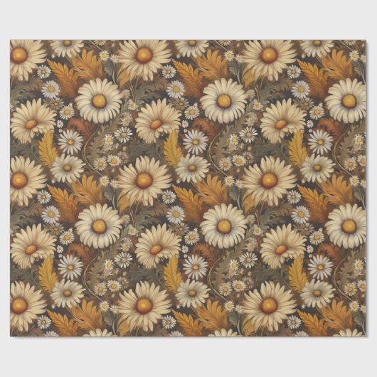 Antiek mama en madeliefjes inpakpapier (Vlak)