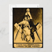 Antiek Masonic Freemason Square Love Valentijn Feestdagenkaart (Voorkant / Achterkant)