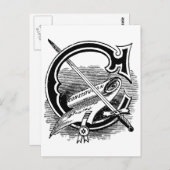 Antiek Masonic Symbol Calligraphy Letter C Briefkaart (Voorkant / Achterkant)