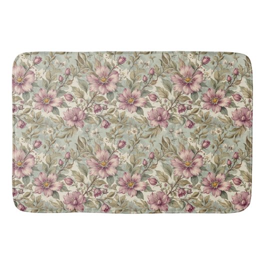 Antiek Mauve Rozen op Mint Badmat (Voorkant)