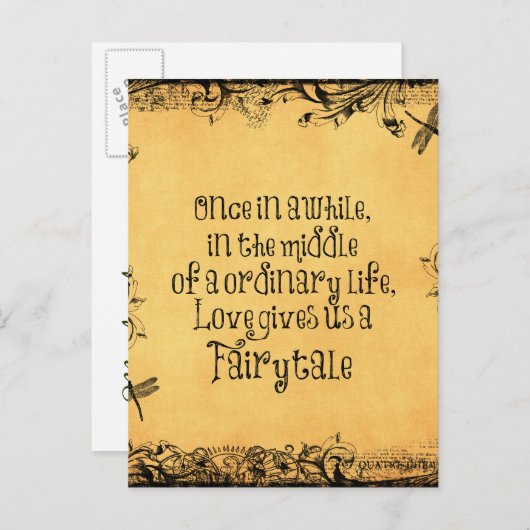  Antiek met liefdescitaat Weddenschap Aankondigingskaart (Voorkant / Achterkant)