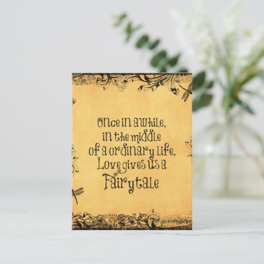  Antiek met liefdescitaat Weddenschap Aankondigingskaart (Staand voorkant)