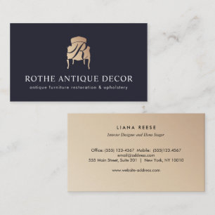 Antiek meubelen Dealer Gold Monogram Logo Visitekaartje