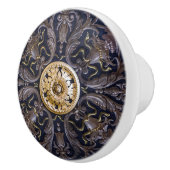 Antiek middeleeuwse goudkleurige houten versiering keramische knop (Rechts)