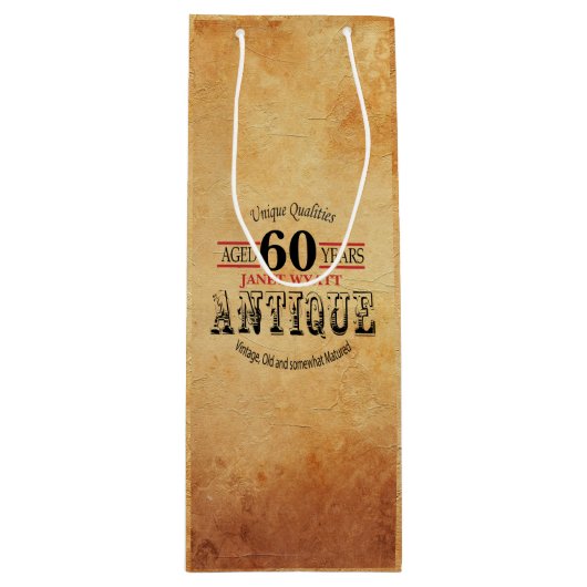 Antiek mijlpaal 60e verjaardag wijn cadeautas (Voorkant)