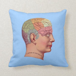 Antiek Mind Brain Map Phrenologie hoofd Kussen