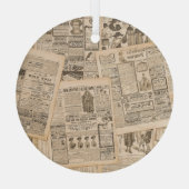 Antiek Mode: krant Adverteren pagina's Glas Ornament (Achterkant)