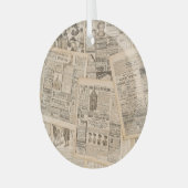 Antiek Mode: krant Adverteren pagina's Glas Ornament (Voorkant links)