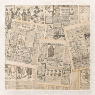 Antiek Mode: krant Adverteren pagina's Glazen Onderzetter