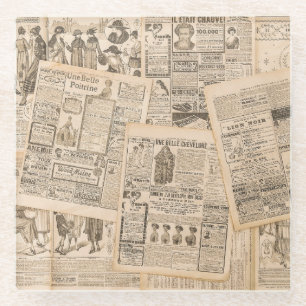 Antiek Mode: krant Adverteren pagina's Glazen Onderzetter