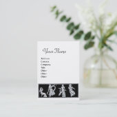 ANTIEK MODE MONOGRAM Black White Visitekaartje (Staand voorkant)