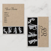 ANTIEK MODE MONOGRAM Zwart Wit Kraftpapier-Documen Visitekaartje (Voorkant / Achterkant)