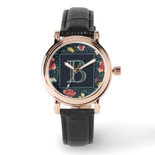 Antiek   monogram Floral Horloge