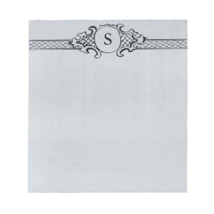  Antiek monogram grijs blauw huwelijk Notitieblok