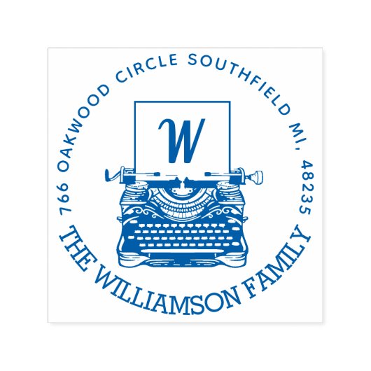 Antiek monogram schrijfmachine en adres Zelfinktende Stempel (Design)