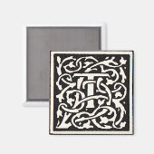Antiek Monogram T Art Nouveau Letter Magneet (Voorkant / Achterkant)