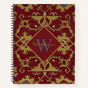 Antiek Monogrammed Oriental Persian Red Pattern Notitieboek