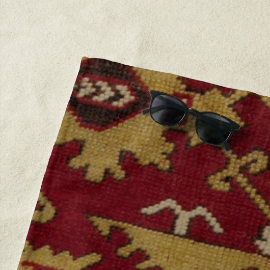 Antiek Monogrammed Oriental Persian Red Pattern Strandlaken (In situ)