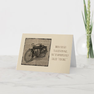 Antiek motorfiets over Hill Birthday Card Kaart