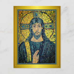 Antiek mozaïek Afbeelding van Jezus Christus de Sa Briefkaart
