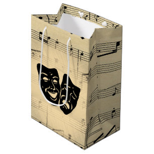 Antiek muziek- en theatermaskers medium cadeauzakje