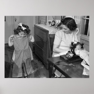 Antiek naaimachine: jaren veertig poster