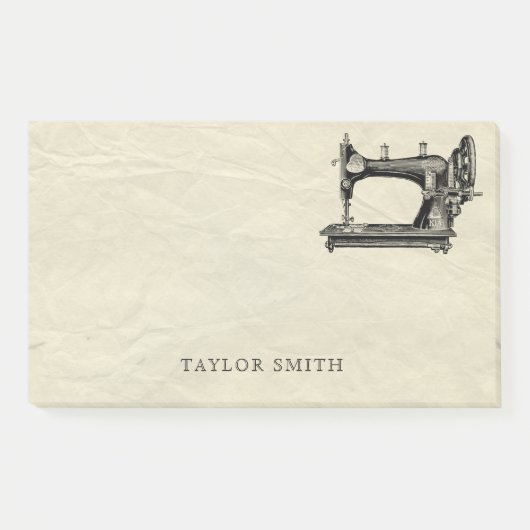 Antiek naaimachine met naam post-it® notes (Voorkant)