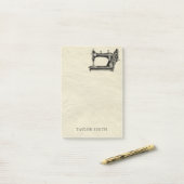 Antiek naaimachine met naam post-it® notes (Op bureau)