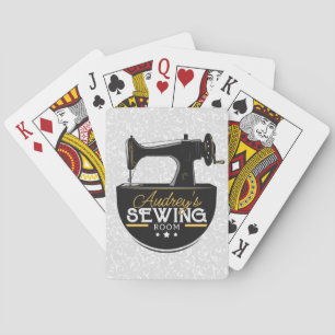 Antiek naaimachine TOEVOEGDE NAAM Zeemacht Pokerkaarten