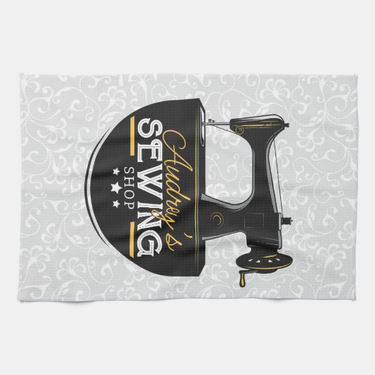 Antiek naaimachine TOEVOEGDE NAAM Zeemacht Theedoek (Horizontaal)