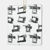 Antiek naaimachines - AANGEPASTE ACHTERGRONDKLEUR Keramisch Ornament (Links)