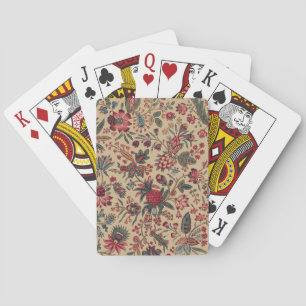 Antiek Naaldwerk Bloem Motief Meubilair Pokerkaarten